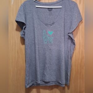 Life Is Good Heather Gray V-Neck Women's Tee Size XL